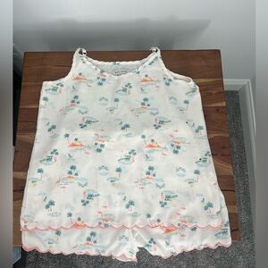 Rae Dunn White Top with Tropical Print